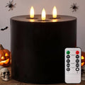Black Flameless Candle 6x6 Inch with Remote Control - Real Wax, Safe & Adjustable