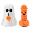 Halloween Crochet Ghost and Pumpkin Dolls Set - Handcrafted Quirky Decorations