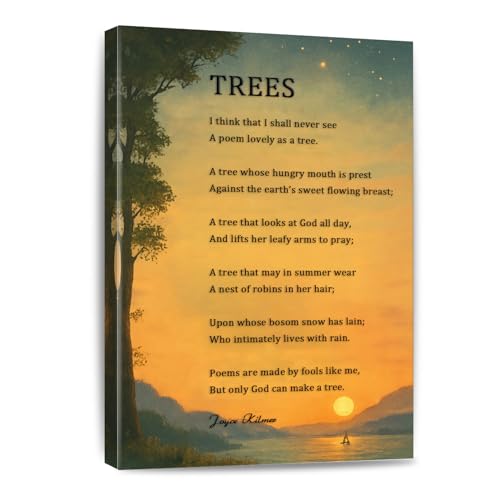 12x8 Inch Trees Poem Quote Wall Art - Framed Canvas Home Office Decor - White Variation 7