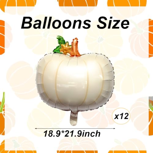 White Pumpkin Balloons Set - 12pcs Fall Thanksgiving Party Decorations