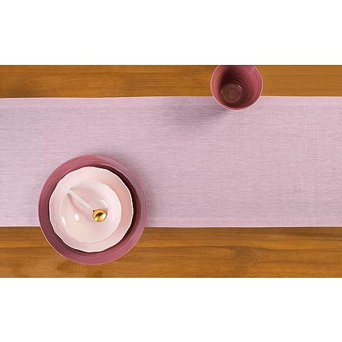 Pink Linen Table Runner 14x120 Inches - Solino Home Athena Bubblegum Pink