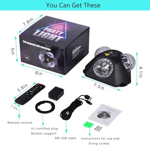 4-in-1 Disco Party Lights with RGB and Laser Patterns for Home & Club DJ Events