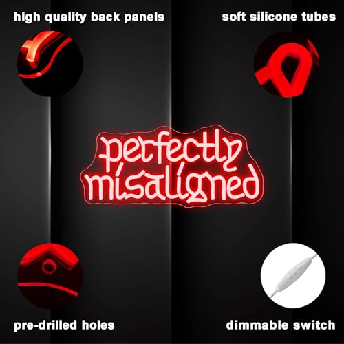 Perfectly Misaligned Gothic Neon Sign - Dimmable LED Wall Art for Halloween & Anniversary Decor