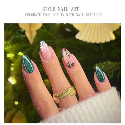 Semi Cured Gel Nail Art Strips - Christmas Glitter French Tip Wraps