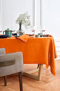 Pumpkin Woven Linen Tablecloth 70x120 Inches - Sonoma, Handcrafted