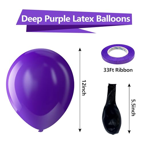 Dark Purple Latex Party Balloons - 100 Pack with Electric Balloon Pump