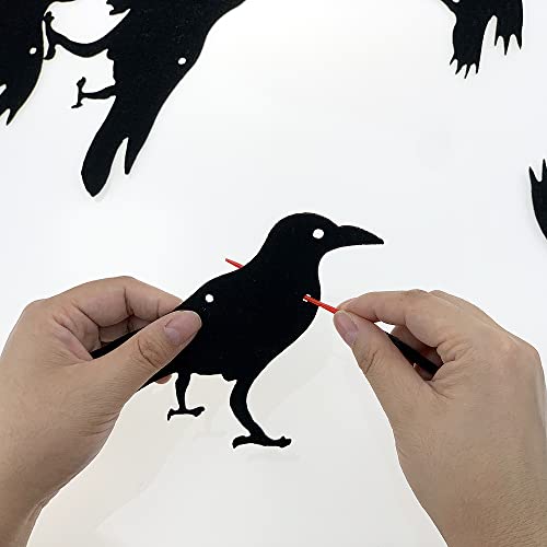 Black Felt Crow Garland Banner for Halloween & Haunted House Decor - 2 Pack