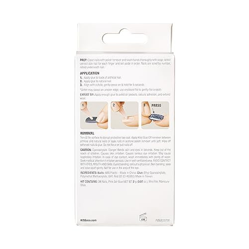 Glam and Glow Short Squoval Press On Nails with Glue - White