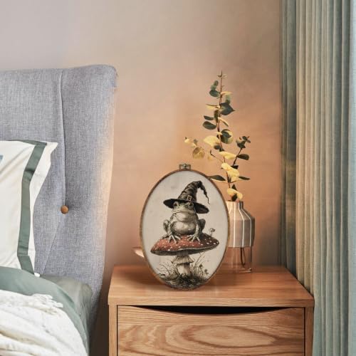 Halloween Witch Frog Mushroom Oval Wall Art Decor - Variation 2