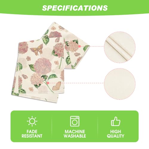 Pink Hydrangea Butterfly Spring Table Runner 13x72 Inch - Seasonal Home Decor