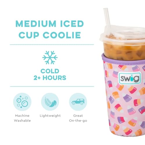 Swig Life 22oz Medium Iced Cup Coolie - Candy Corn Halloween Insulated Sleeve with Handle