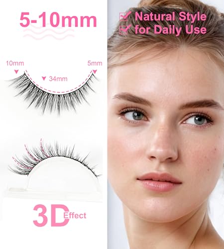 Natural Look False Eyelashes 10mm Short Wispy Lashes for Daily Wear