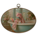 Whimsical Frog Bathroom Wall Art - Oval Canvas Decor, 8.6x11.4 Inches - Frog Variation