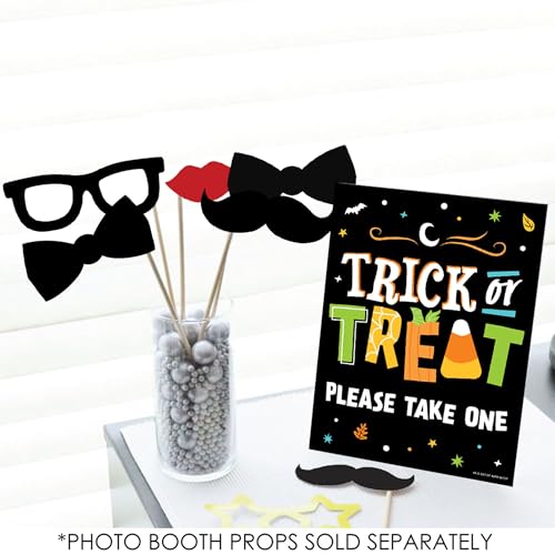 Halloween Trick or Treat Sign with Stand - Kids Party Decoration, 10.5 x 13.75 inches