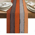 Farmhouse Cotton Linen Table Runner - 13x90 Inch Rustic Orange & Gray Decor