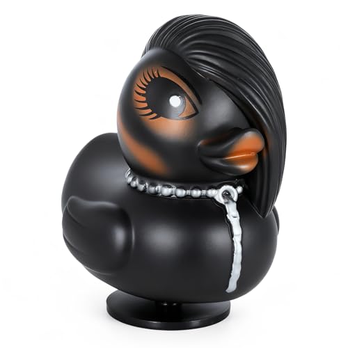 Black Rubber Duck on Base - Goth & Punk Decor, Dashboard & Collectible Figurine
