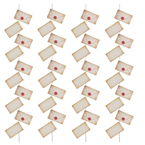 Brown Envelope Banner Decoration with 40 Paper Cards & Hangable String for Parties