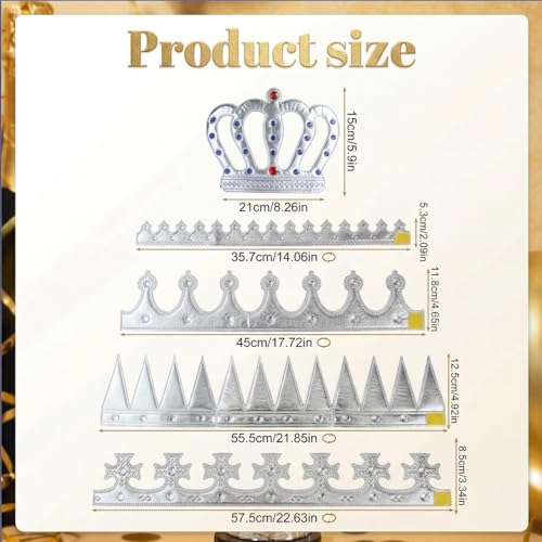 6 Pack Silver Foam Crown Set for Kids and Adults - Royal Party Accessories