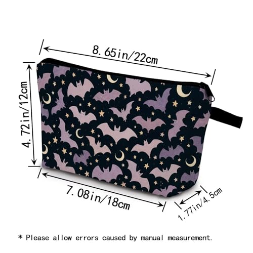 Small Cosmetic Bag with Crescent Moon Bat Print - Variation hzj0990