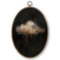 Gold Cloud Wall Art - Moody Celestial Canvas Decor, 8.6x11.4 Inch Oval