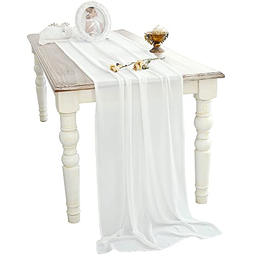 White Chiffon Wedding Table Runner 27x216 Inch - Elegant Bridal & Party Decor