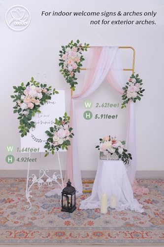 Odouzy Light Pink Wedding Arch Flowers Pack of 2 Artificial Garland Wedding Decor