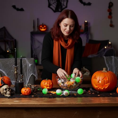 Glow in The Dark Demon Eye Elastic Bouncing Balls 24PCS - Horror Halloween Decor