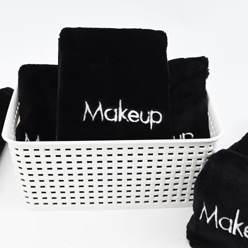 Makeup Towels Pack of 6 - Ultra Soft Microfiber Face Washcloths for Makeup Removal - Black Variation