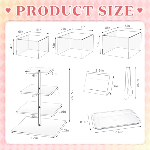 Clear Dessert Table Display Set - Acrylic Risers & Stands for Food & Decor