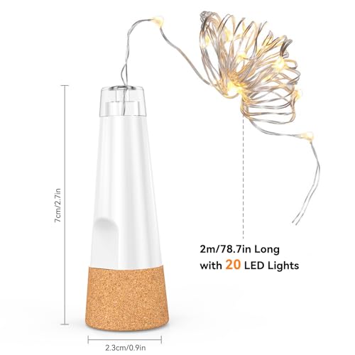 Dumcuw Warm+ 3 Pack USB Rechargeable Bottle Fairy Lights with Cork - Christmas Decor