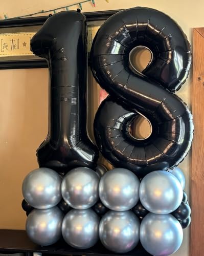 Black Number Balloons 20 for 20th Birthday Party Decorations - 40 Inch