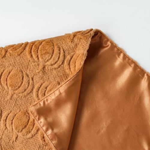 Artoid Mode Caramel Faux Fur Pumpkins Fall Table Runner 13x72 Inch