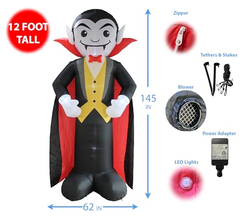 12 FT Tall Giant Halloween Inflatable Vampire Dracula Outdoor Decor