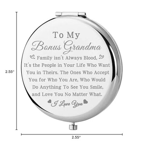 bobauna Bonus Grandma Pocket Mirror Step Grandma Gift Family Isn't Always Blood Grandma Makeup Mirror for Unbiological Grandma (Bonus Grandma -S)