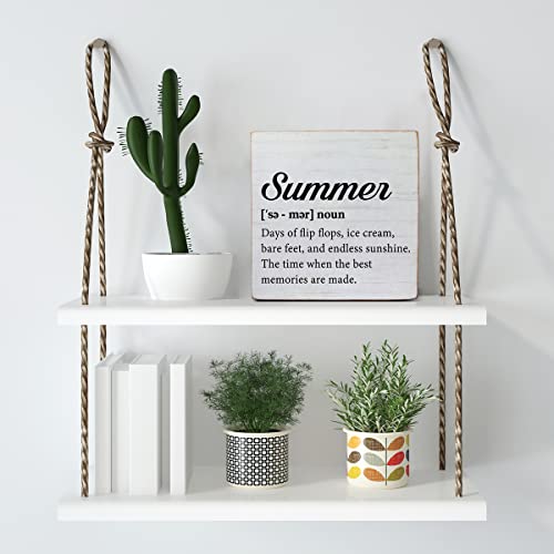 Multicolor E Rustic Summer Wooden Sign - 5x5 Inch Desk & Wall Decor