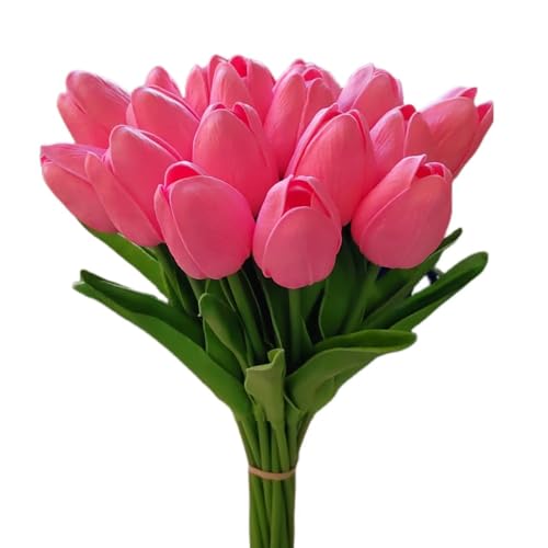 White Artificial Tulips Set - 20pcs 13.5 Inch Spring Flower Decor - Peach Pink Variation