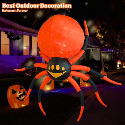 Inflatable Hanging Spider Halloween Decor with LED Lights - 8ft Outdoor Yard Decoration