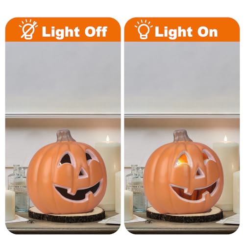 10-Inch Jack O Lantern Halloween Pumpkin Lantern Lighted Decor - R Variation