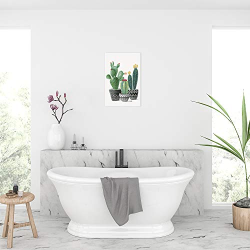 Cactus Wall Art Canvas Print - 16x24 Inches Desert Botanical Poster with Frame - Arizona Succulent Boho Decor