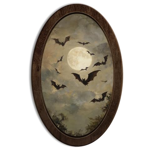 Dark Academia Gothic Bat Moon Framed Wall Art - Variation: Bat Moon