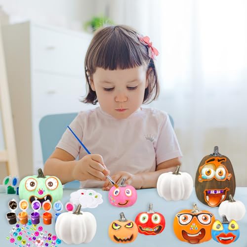 Kids DIY Pumpkin Painting Kit - SML Colorful 13-Piece Halloween Crafts Set