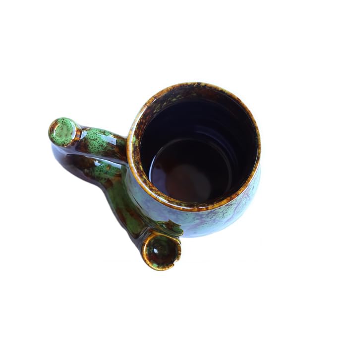 Handmade Ceramic Coffee Mug with Unique Glaze - 12.85oz, Green
