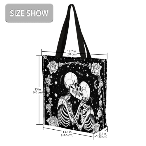 Canvas Tote Bag for Women Skull Pattern Large Shopping Shoulder Handbag - A06