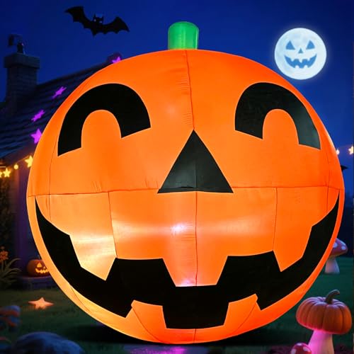 Giant 11.2Ft Halloween Inflatable Pumpkin with Built-in LED Lights for Yard and Party Decor