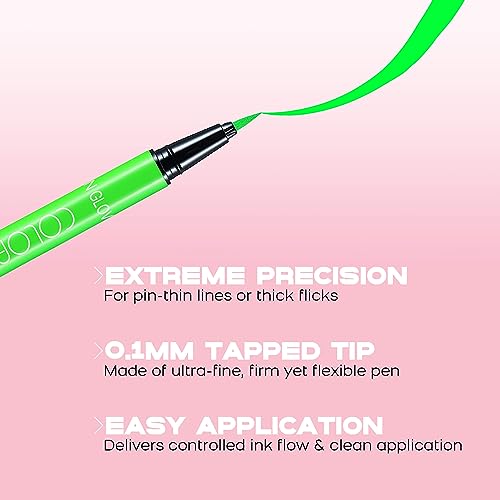 Neon Liquid Eyeliner Pen - Waterproof, Smudge-proof, Bright Green UV Glow - Neon Green
