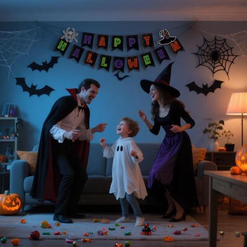 Halloween Banner Hanging Paper Garland - Black Halloween Party Decor