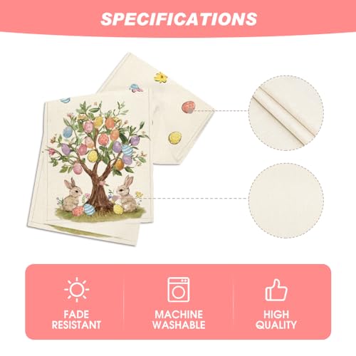 Easter Bunny Rabbit Eggs Tree Table Runner - 13 x 60 Inch Beige Seasonal Floral Decor