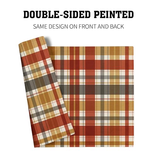 Fall Buffalo Plaid Placemats Set of 4 - 18x12 Inches Autumn Table Decor