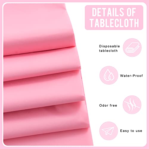 Eleclassi Pink Disposable Plastic Tablecloth 6 Pack - 54x108 Inch Rectangular