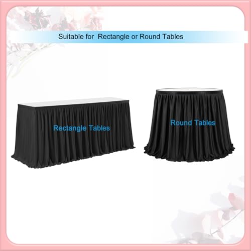Black 11ft Pleated Ruffle Table Skirt for Teacher Desk Baby Shower Halloween — Variation: Black / L 11ft x H 30in